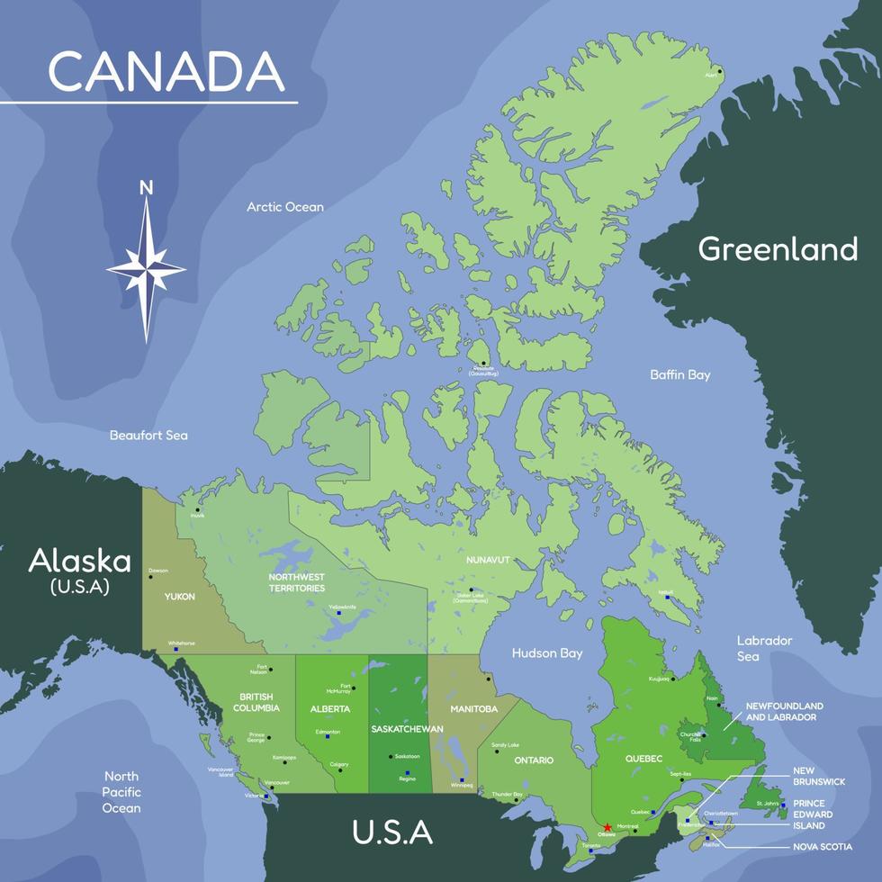 Country Map of Canada vector