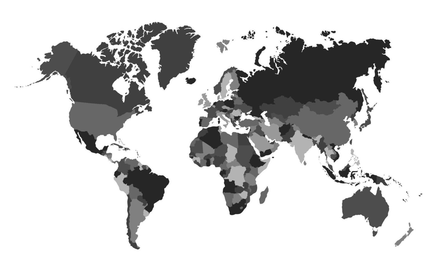 Black And White World Map With Region Border vector