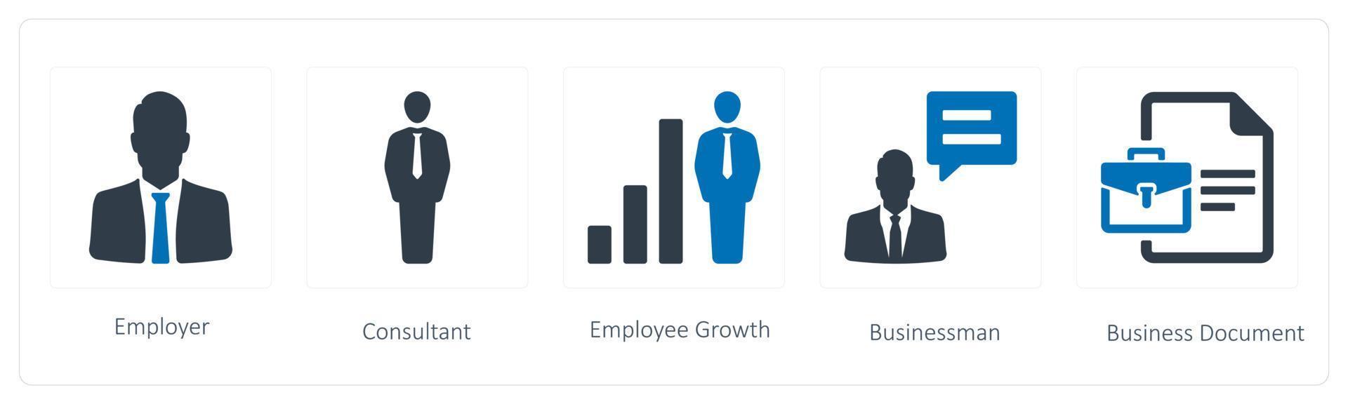 un conjunto de 5 5 humano recurso íconos tal como empleador y consultor vector