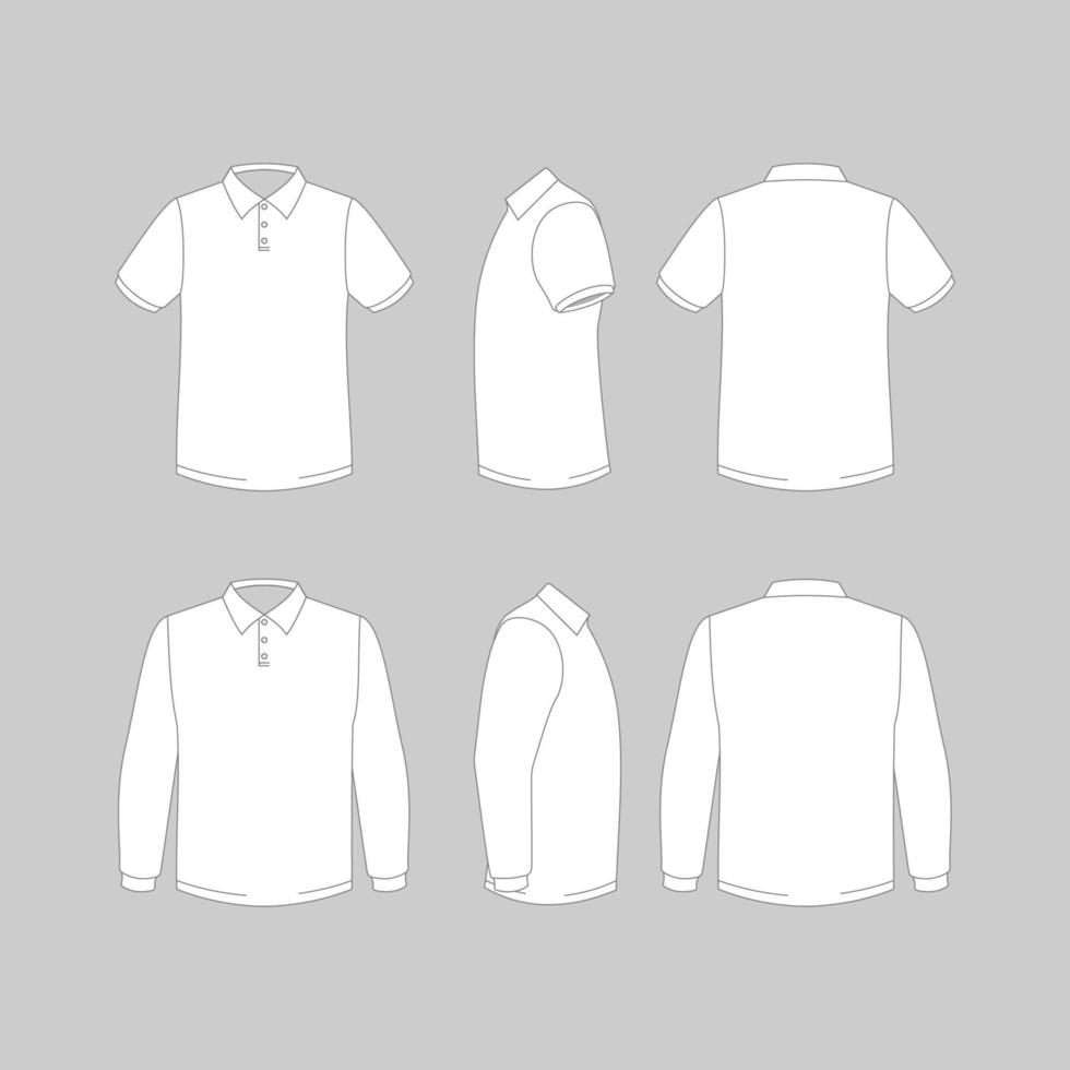 Outlined White Polo Shirt vector