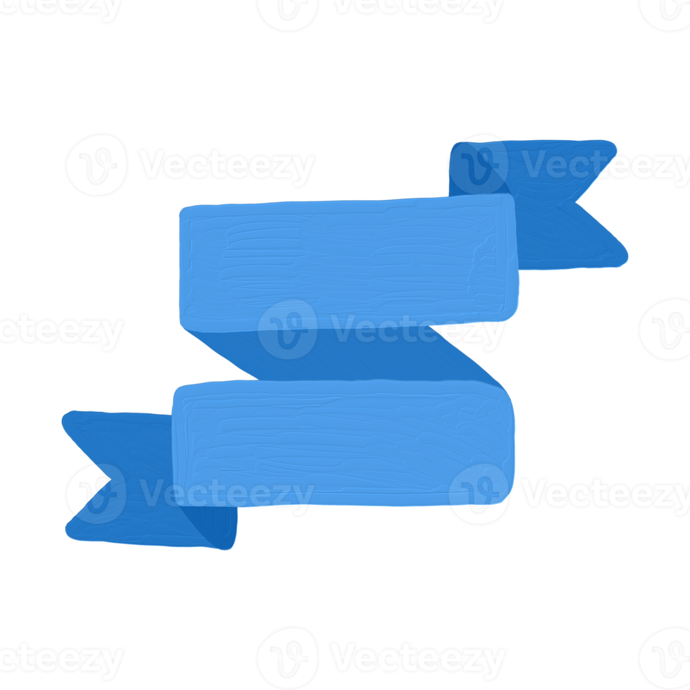 Ribbon banner blue Oil Paint Brush. png