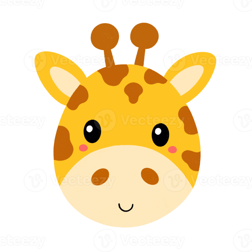 Cute giraffe face in cartoon. png