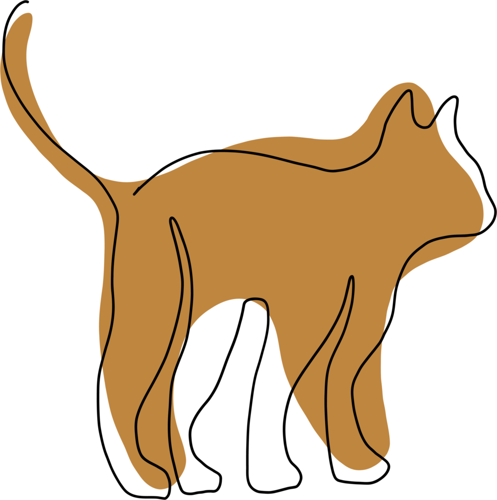simplicity cat freehand continuous line drawing. png