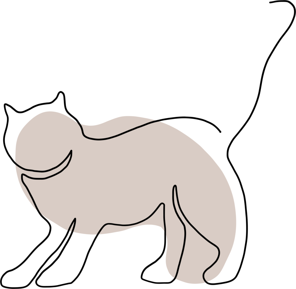 simplicity cat freehand continuous line drawing. png