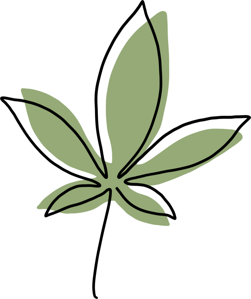 simplicity cannabis leaf continuous freehand drawing. png