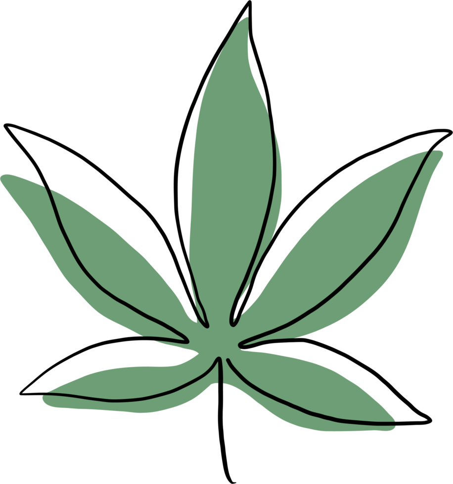 simplicity cannabis leaf continuous freehand drawing. png