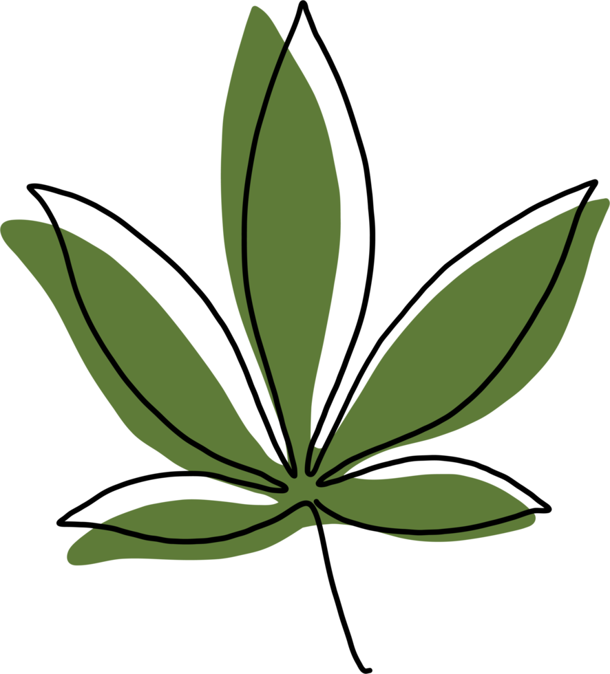 simplicity cannabis leaf continuous freehand drawing. png