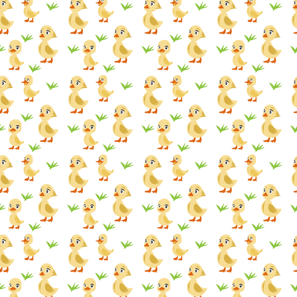 Seamless pattern with yellow ducks. png