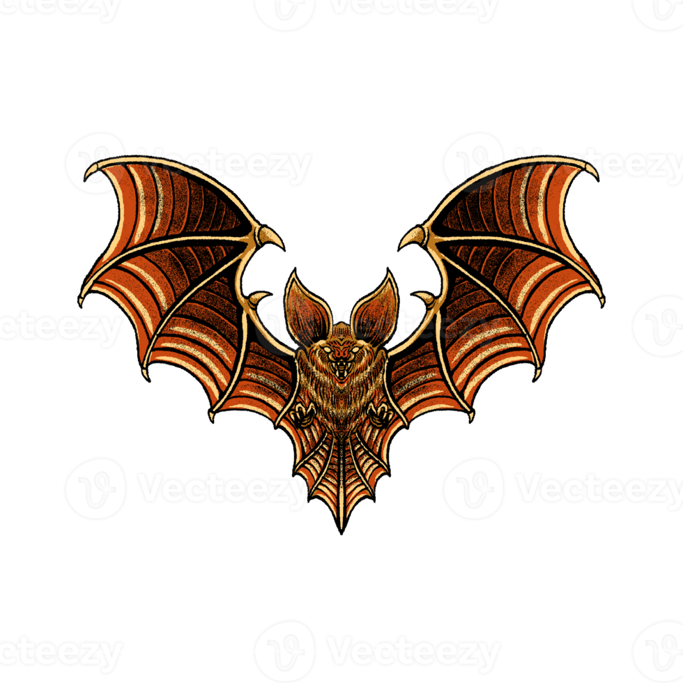 Flying of bat hand drawn illustration. png