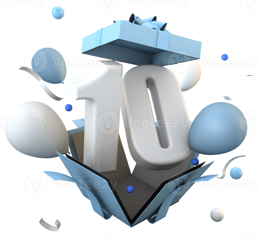 Blue number 10 a happy birthday celebration 21456155 PNG