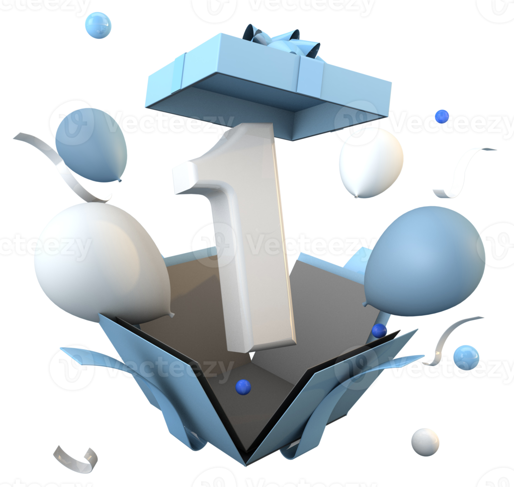 Blue number 1 a happy birthday celebration 21456163 PNG