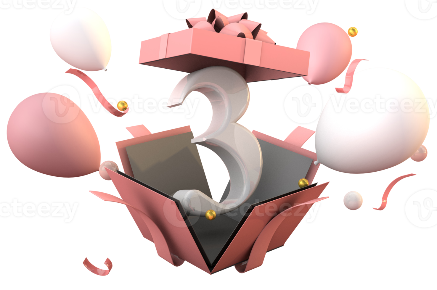 Pink number 3 a happy birthday celebration png
