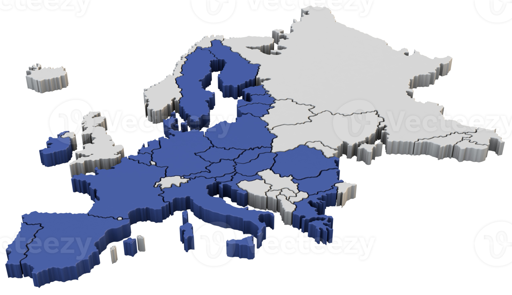 Map of the European Union. 3D geography png