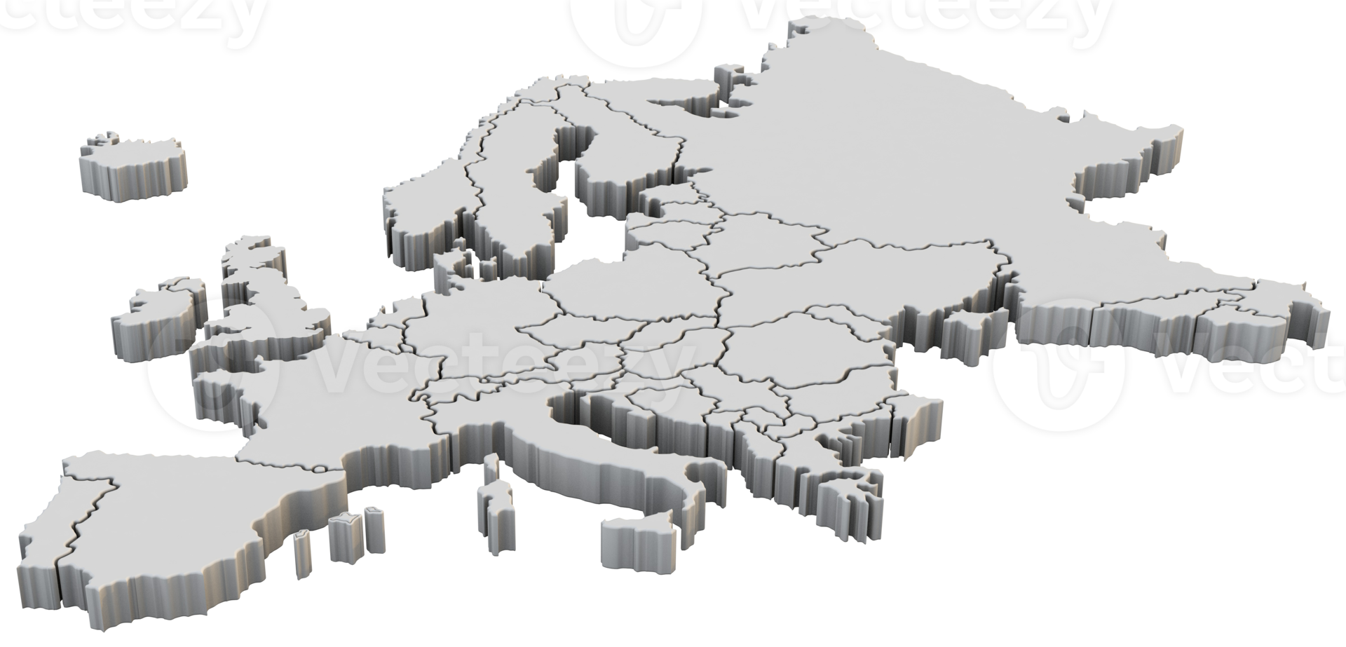 Europe map a 3d render isolated with white countries png