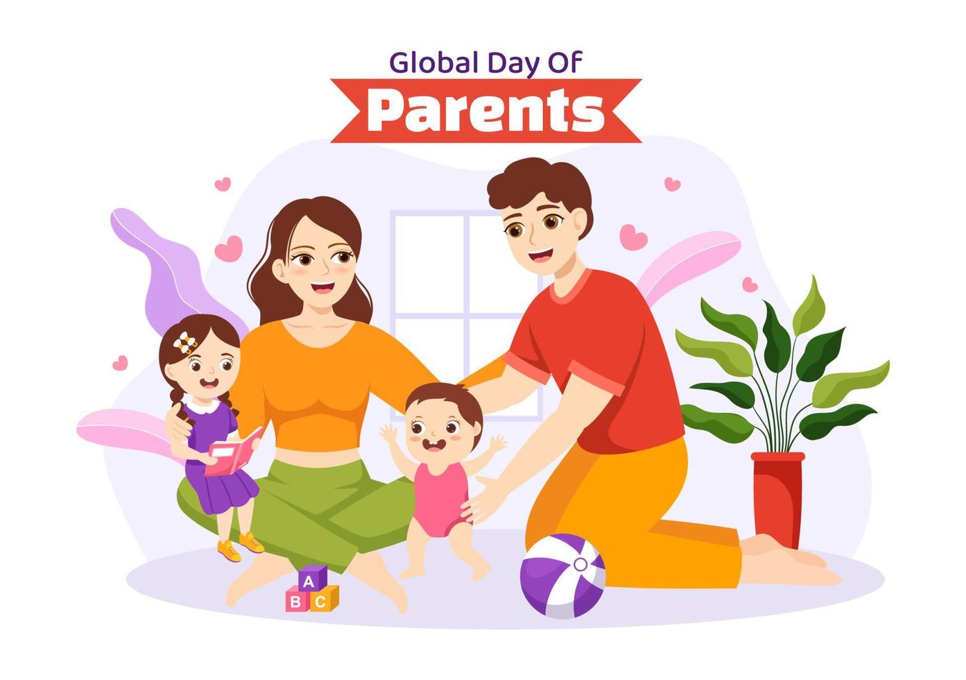 Global Day of Parents Illustration with Importance of Being a Parenthood and its Role in Kids in Flat Cartoon Hand Drawn for Landing Page Template vector