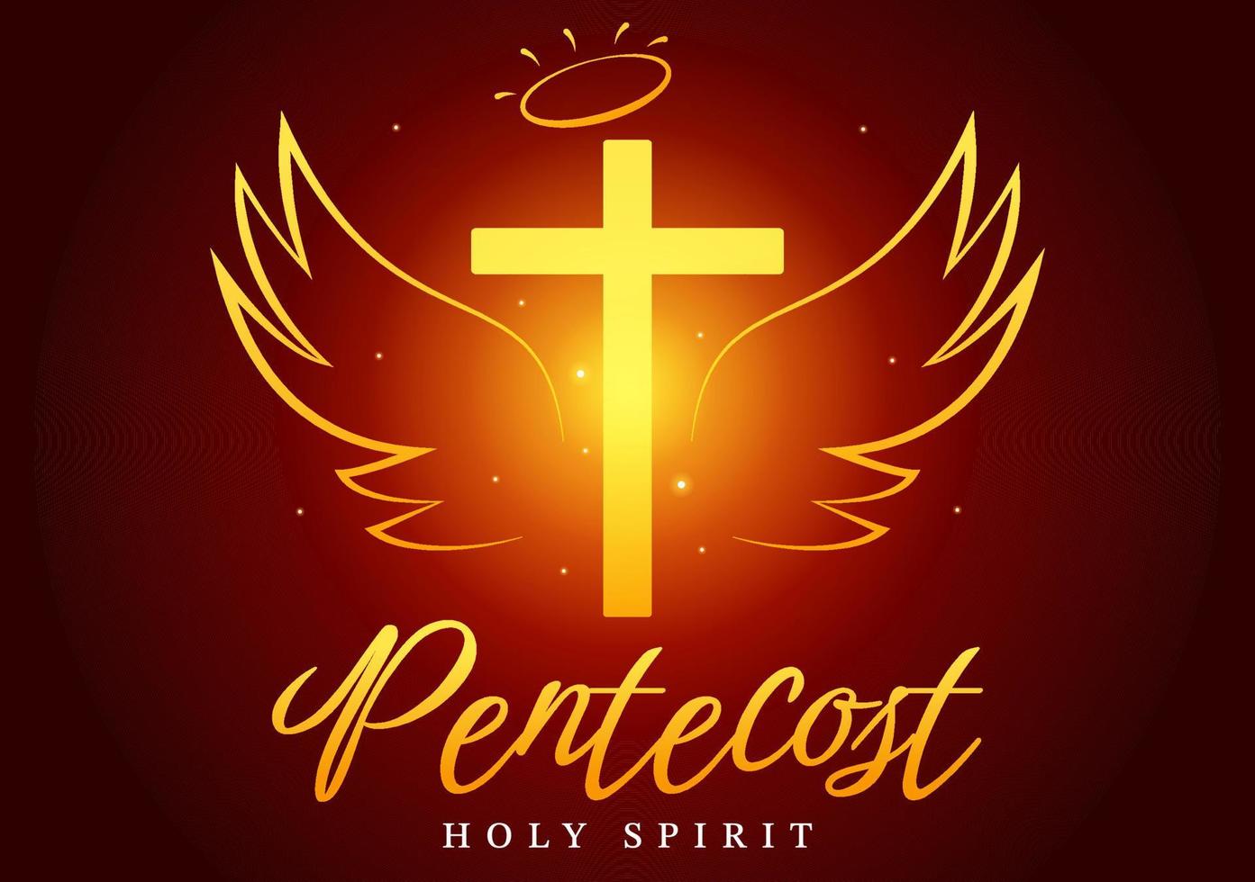 Pentecostés domingo ilustración con fuego y santo espíritu paloma en católicos o cristianos religioso cultura fiesta plano dibujos animados mano dibujado plantillas vector