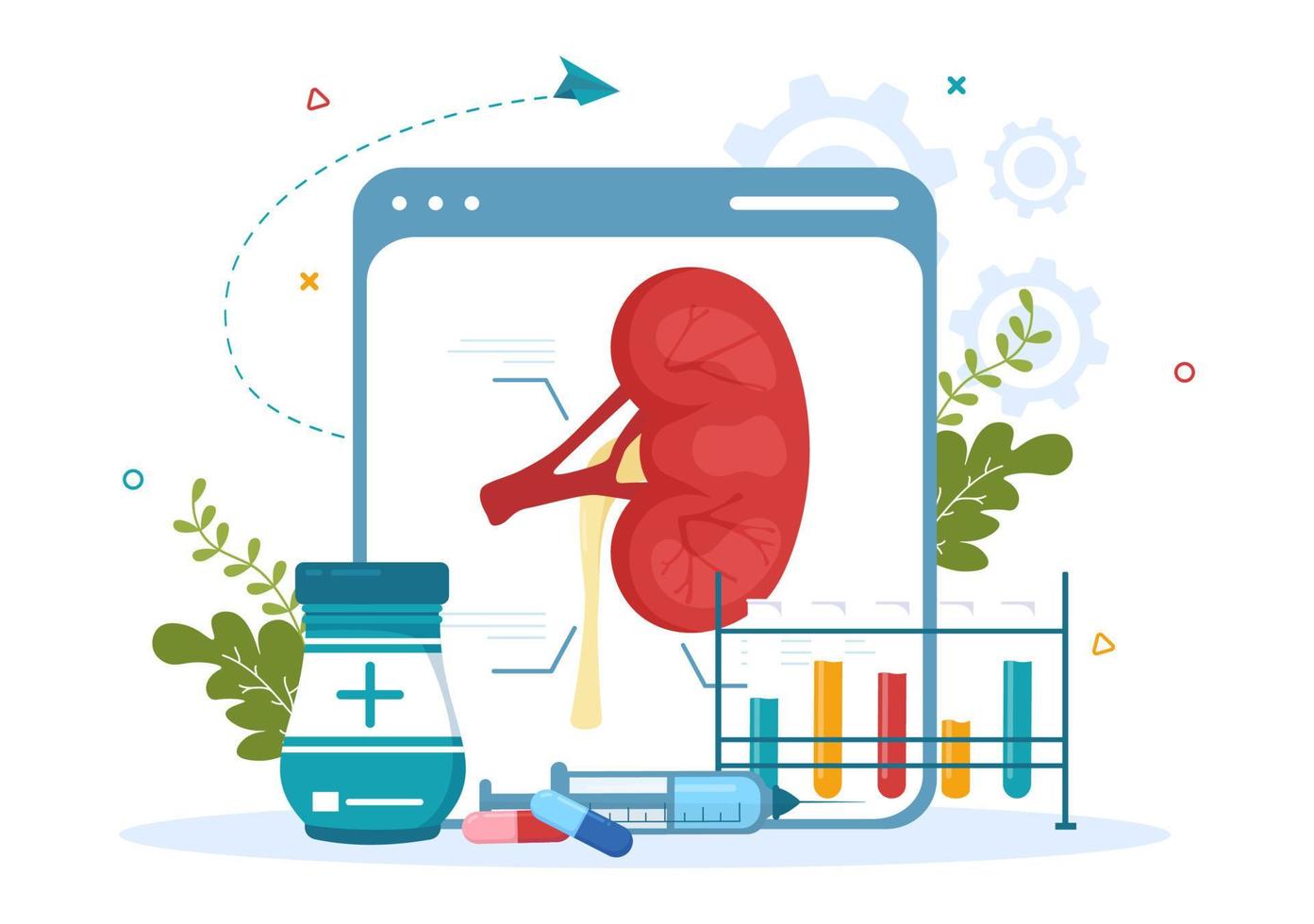 nefrólogo ilustración con cardiólogo, proctólogo y tratar riñones Organo en plano dibujos animados mano dibujado para web bandera o aterrizaje página plantillas vector