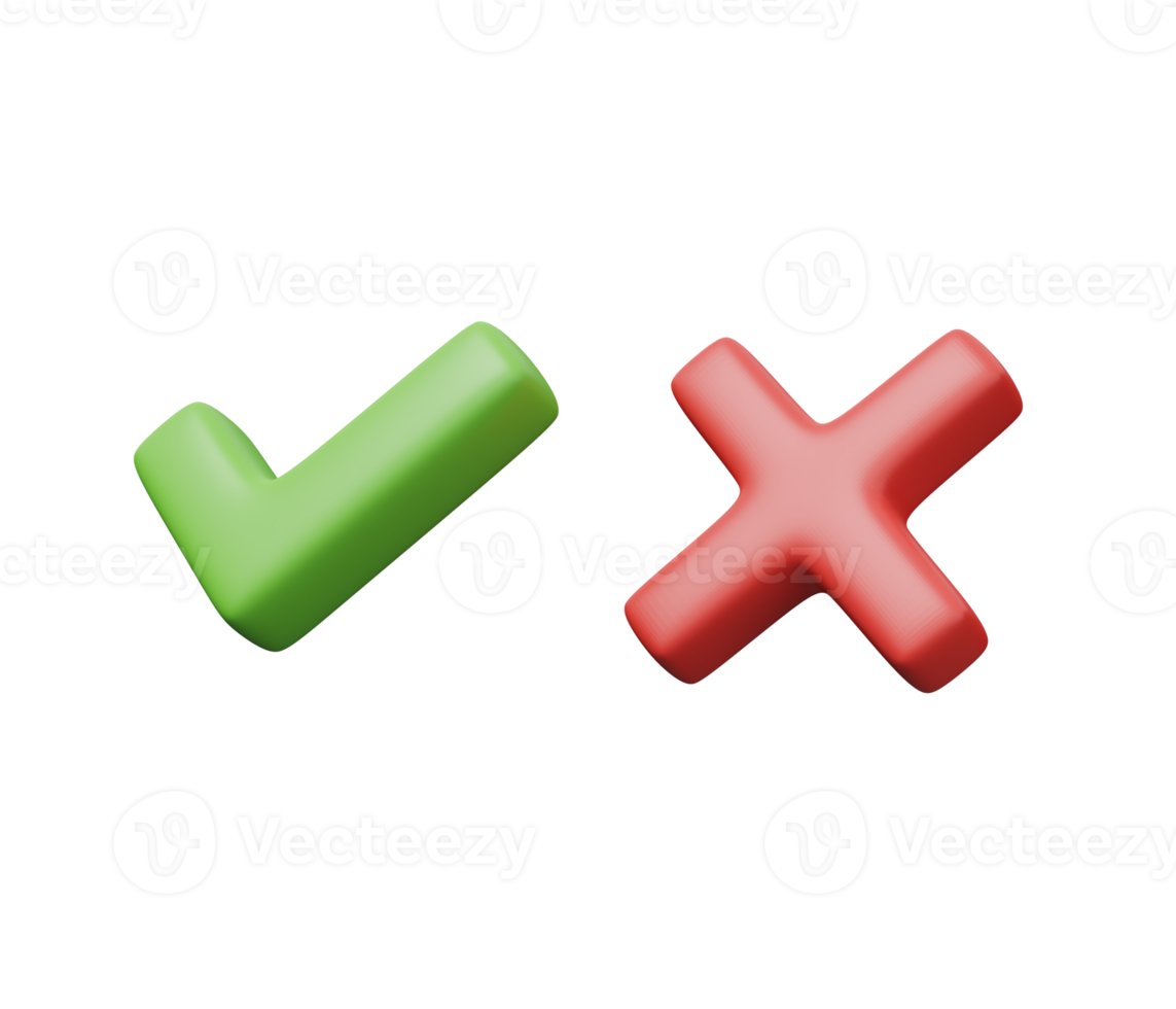 checkmark cross 3d icon png