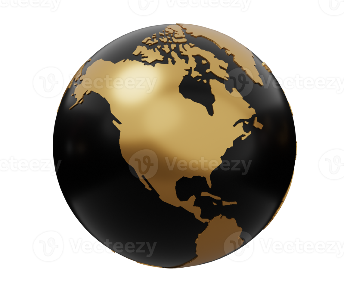 planet Earth gold 3d icon png