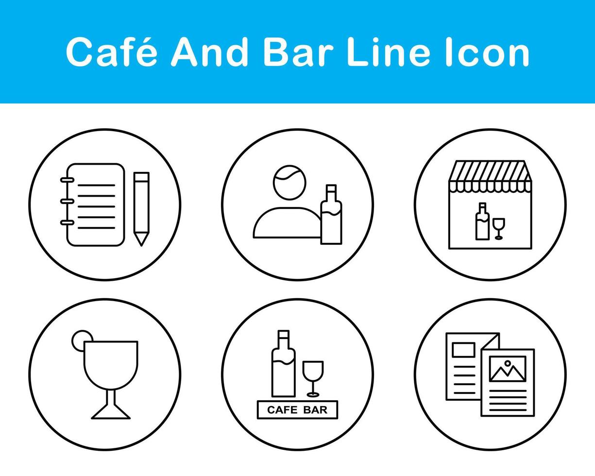 café y bar vector icono conjunto