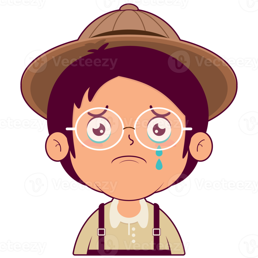 boy crying and scared face cartoon cute png