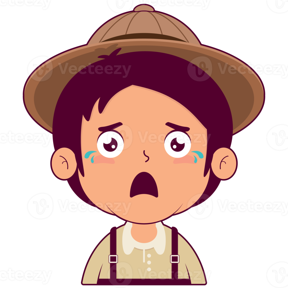 boy crying and scared face cartoon cute png