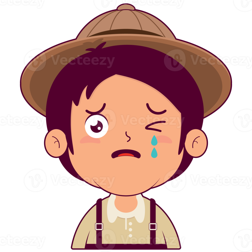 chico llorando y asustado cara dibujos animados linda png