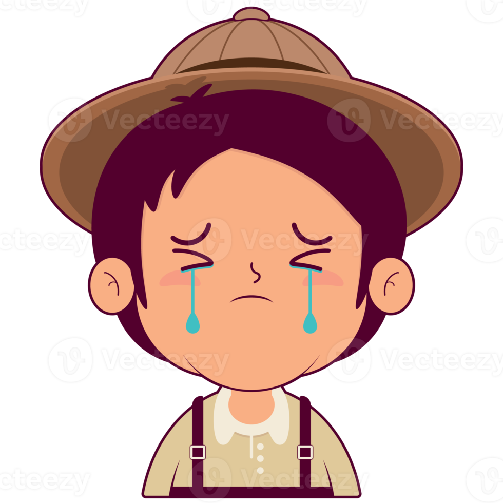 chico llorando y asustado cara dibujos animados linda png