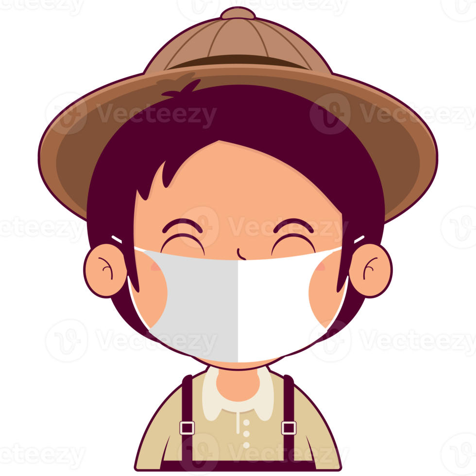 boy wear surgical mask cartoon cute 21457055 PNG