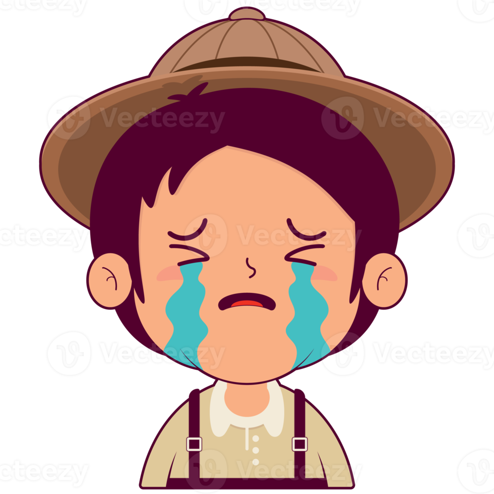 chico llorando y asustado cara dibujos animados linda png