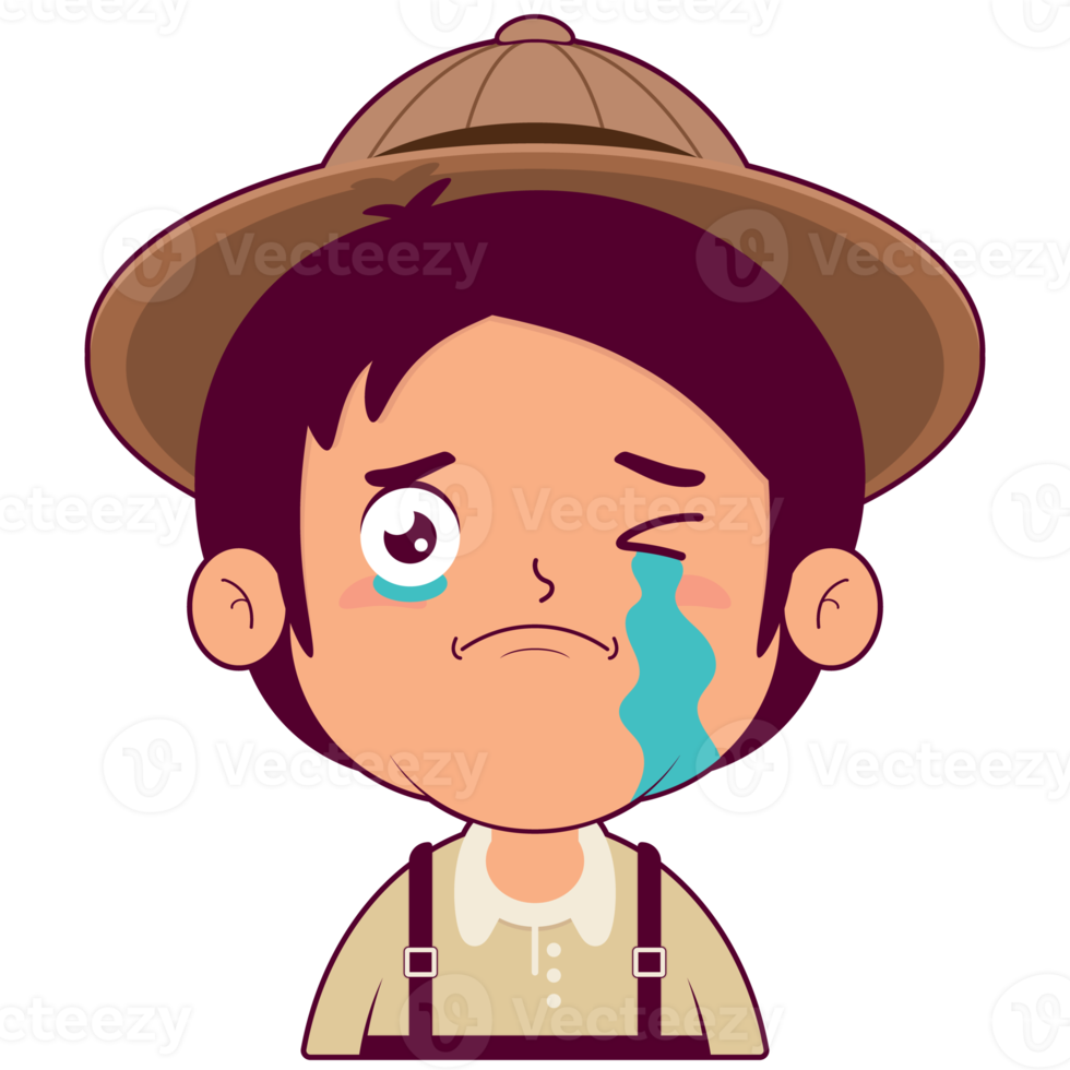 chico llorando y asustado cara dibujos animados linda png