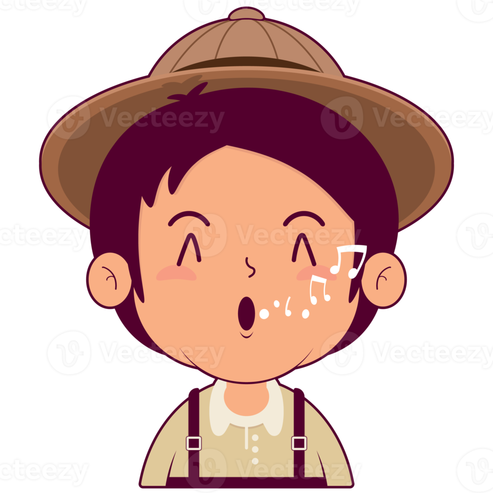 boy whistling face cartoon cute png