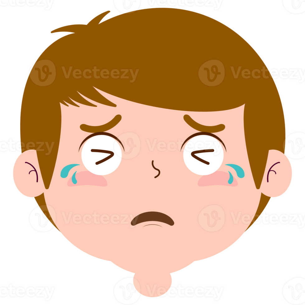 boy crying and scared face cartoon cute png