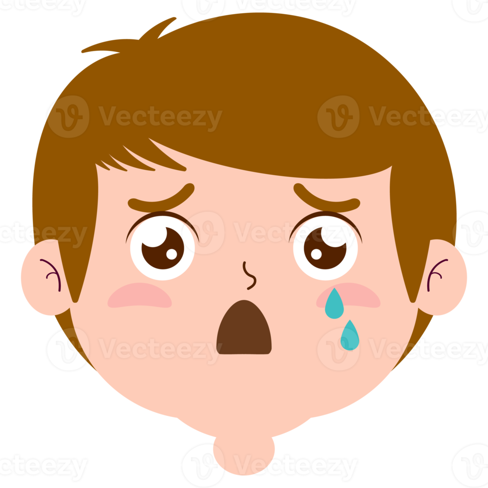 boy crying and scared face cartoon cute png