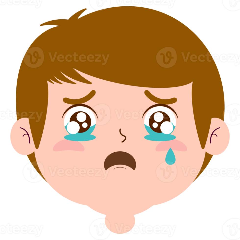 boy crying and scared face cartoon cute png