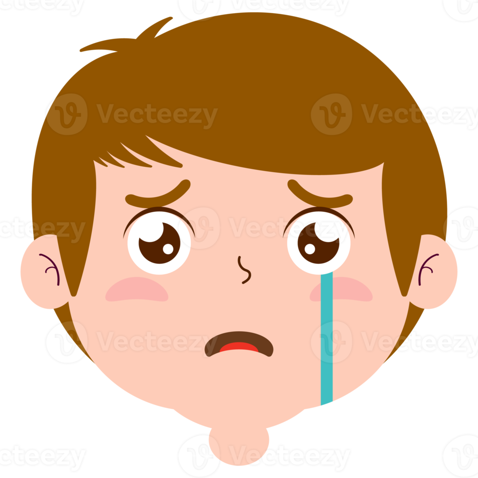 boy crying and scared face cartoon cute png