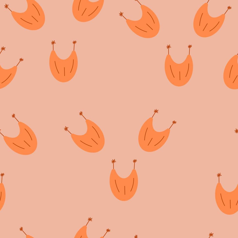 Spring seamless pattern of flowers on an orange background vector