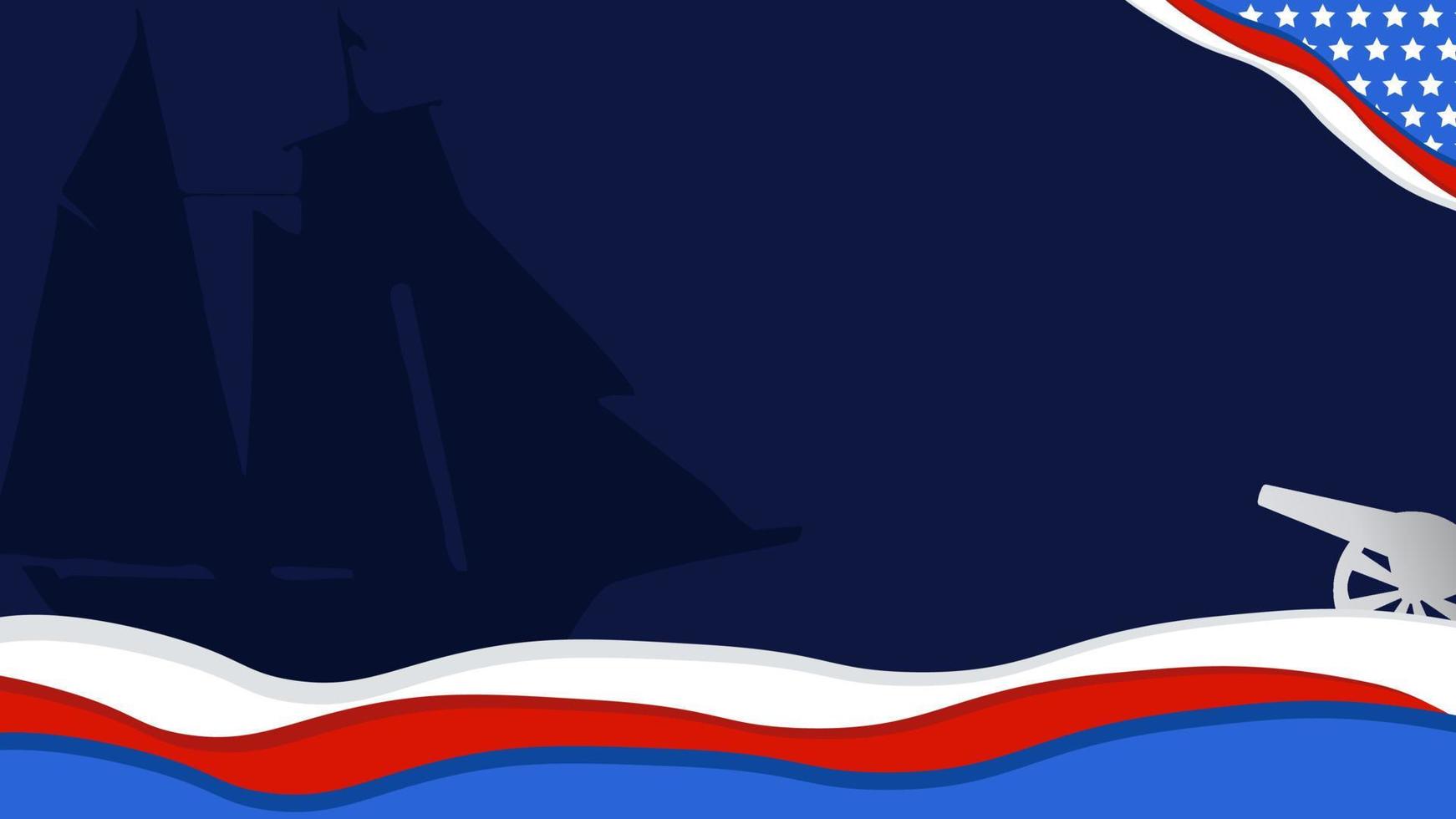 Columbus Day Background with Ship Silhouette, Bomb and Copy Space Area. Suitable placed on content with the theme of Columbus Day. vector