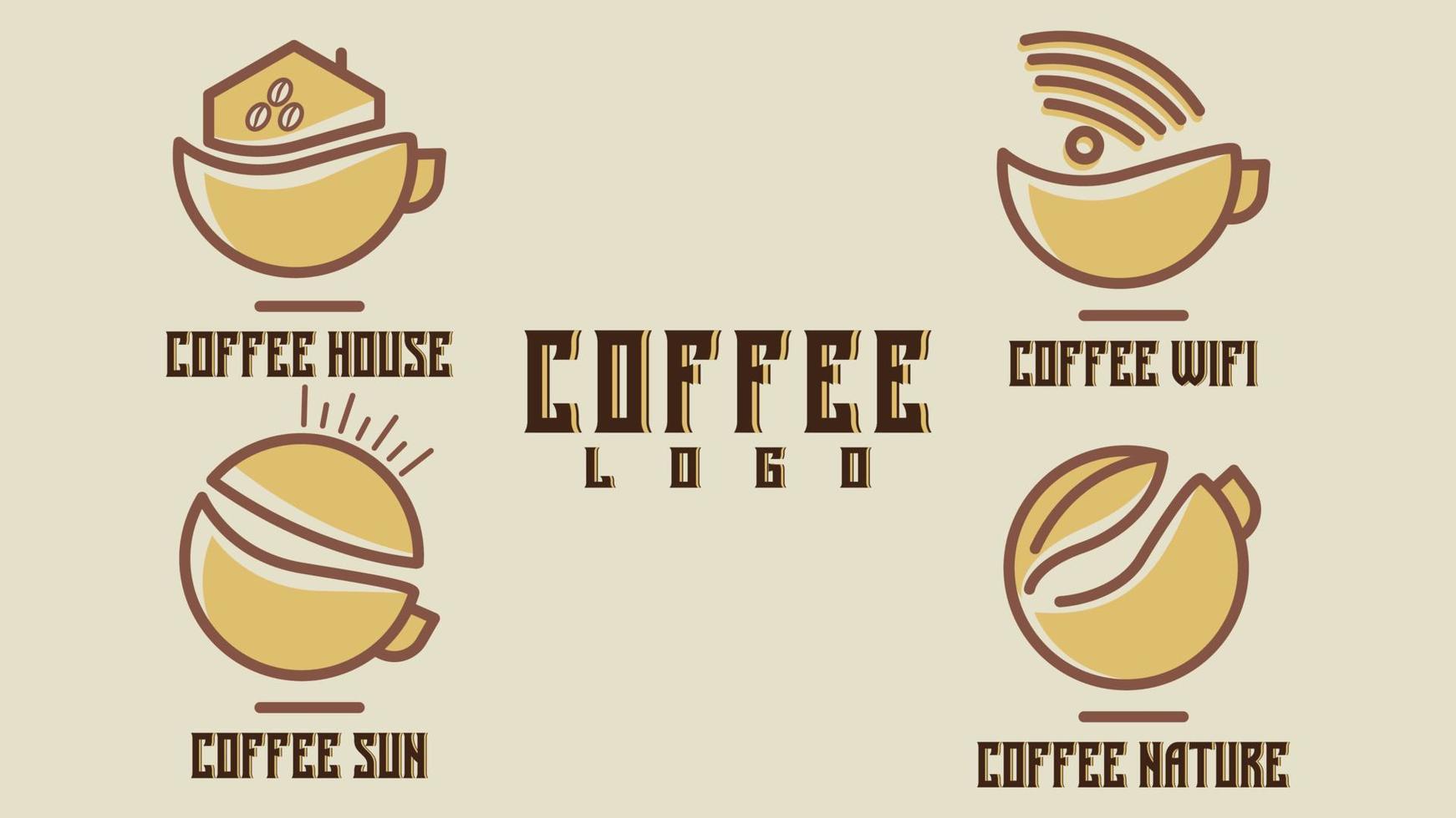 Coffee logo set design inspiration. coffee cup, vintage badge, coffee shop, coffee logo illustration. Vector illustration.
