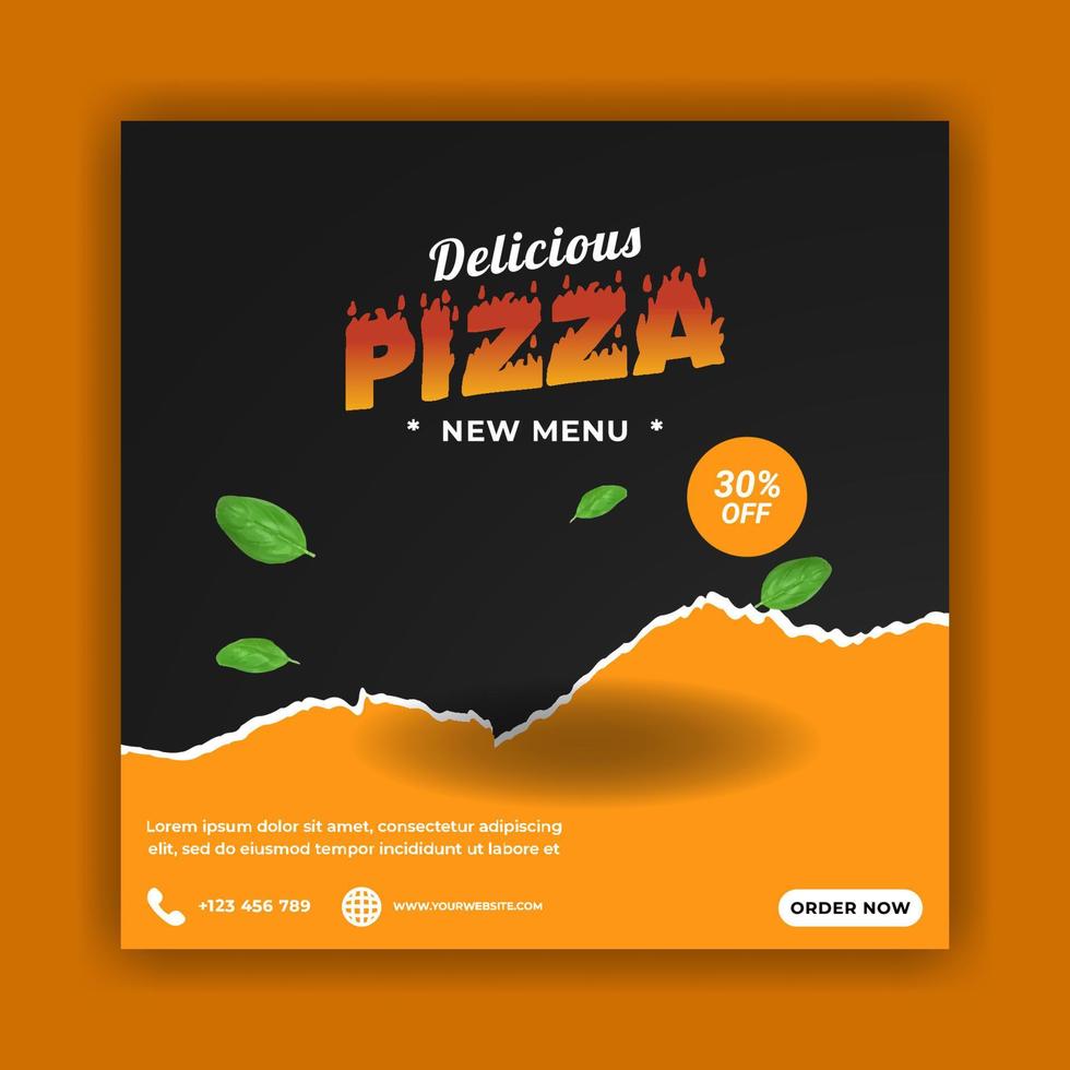 Social media post template for food menu promotion banner. vector