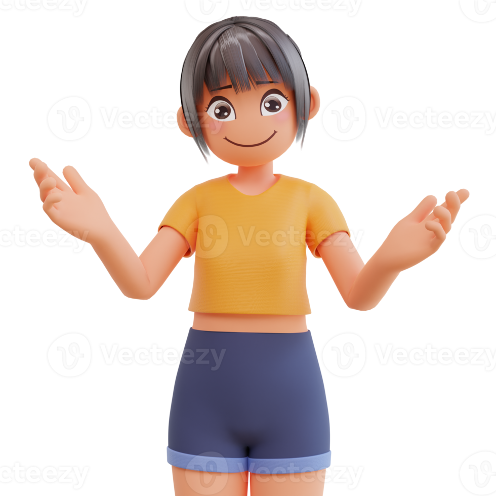 Cute girls explain something 3d cartoon illustration png