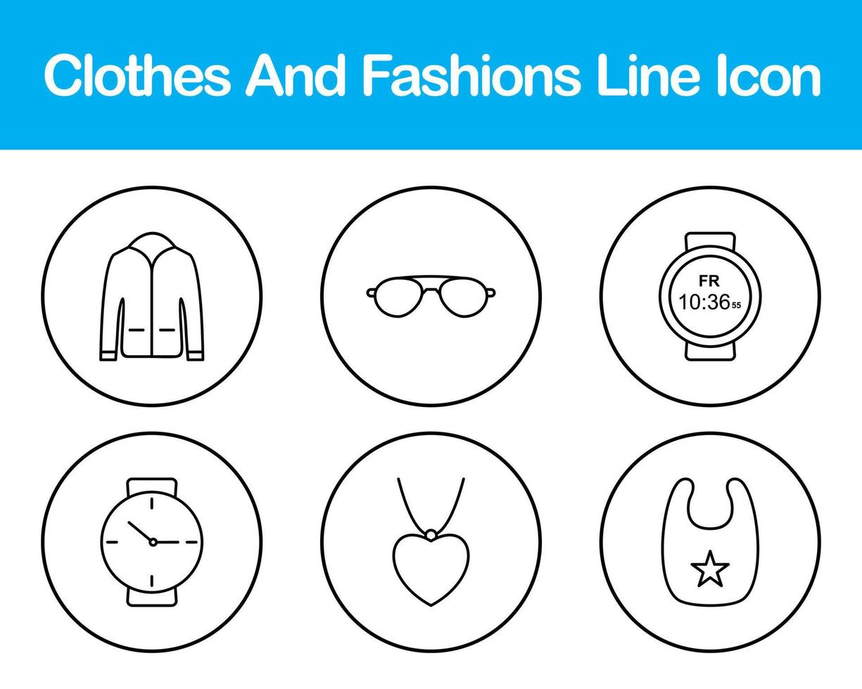 Clothes And Fashions Vector Icon Set
