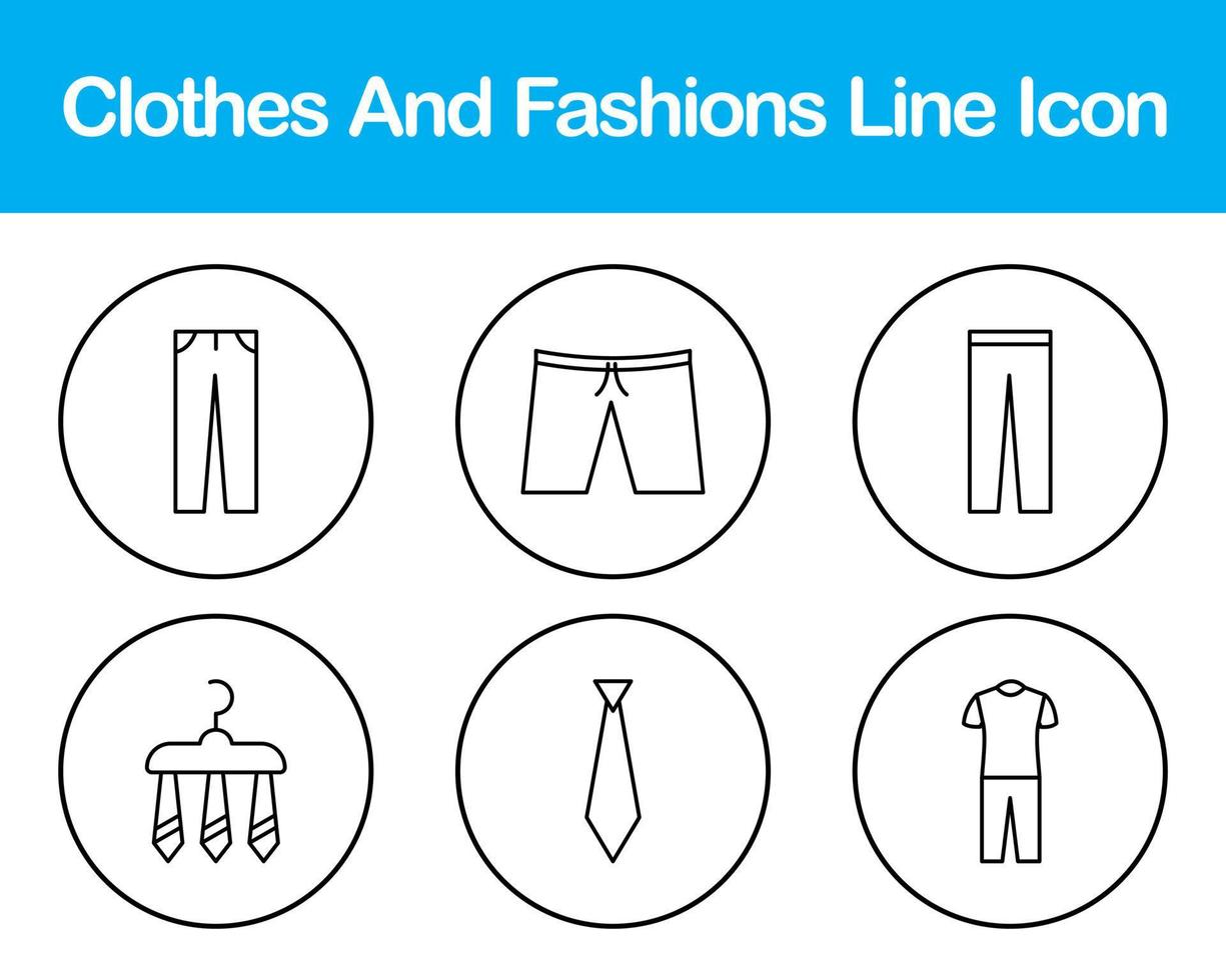 Clothes And Fashions Vector Icon Set