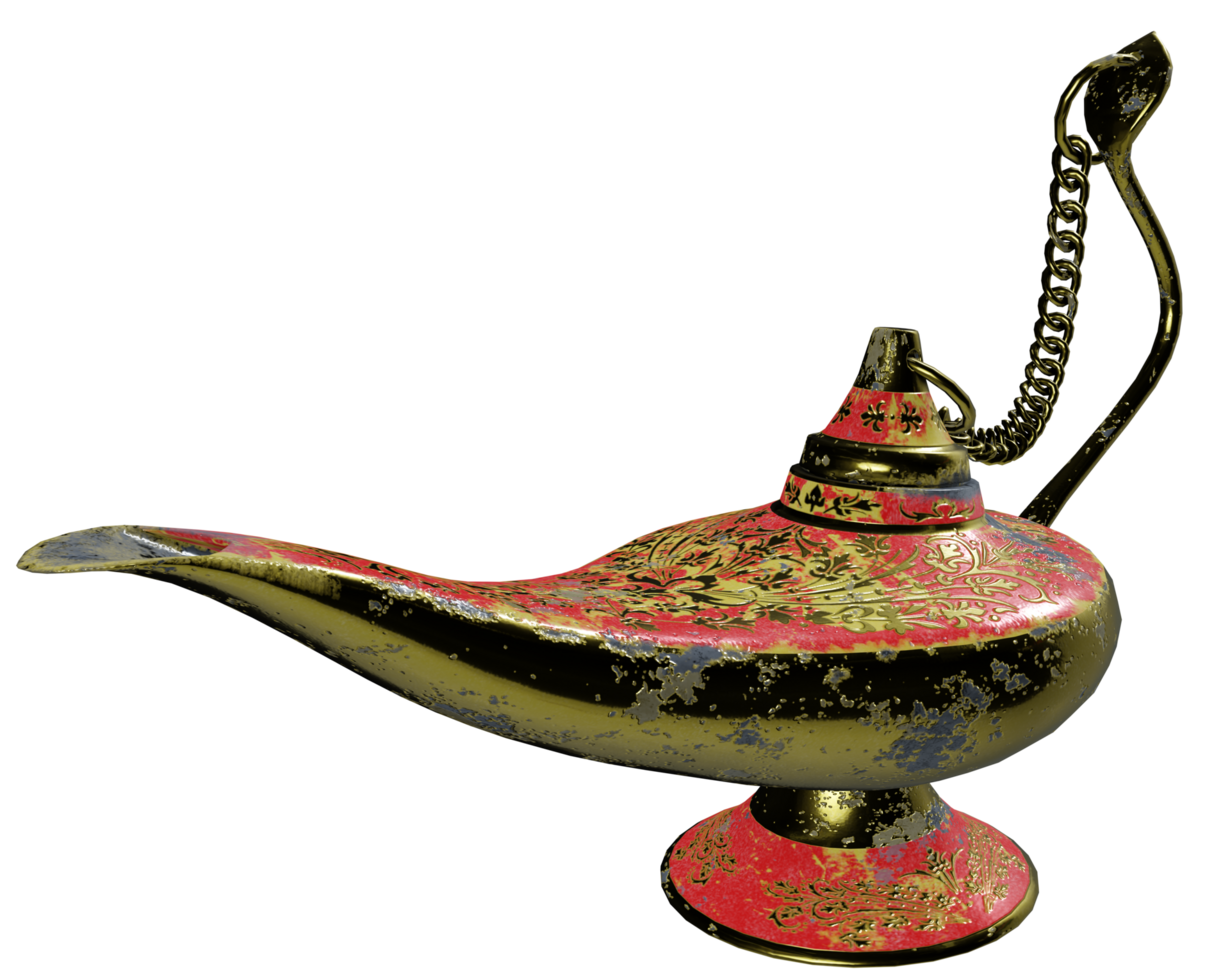 Genie Lamp gold high quality 3d render png