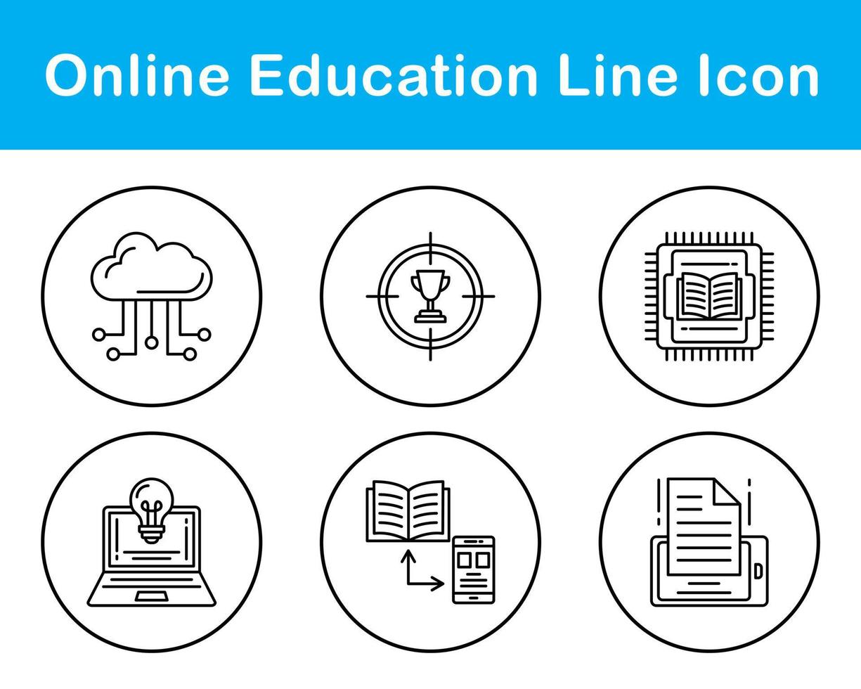 conjunto de iconos de vector de educación en línea