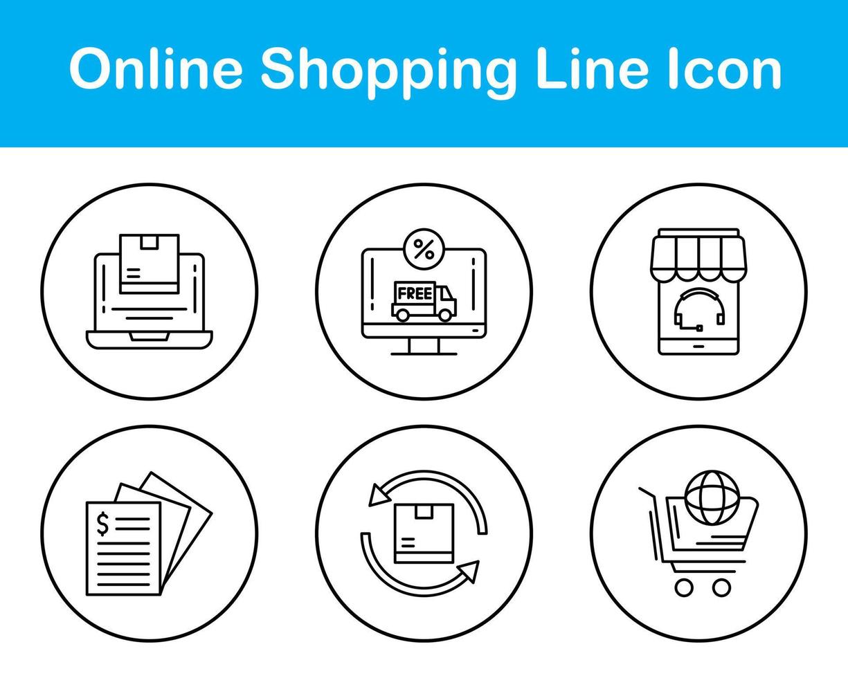 conjunto de iconos de vector de compras en línea