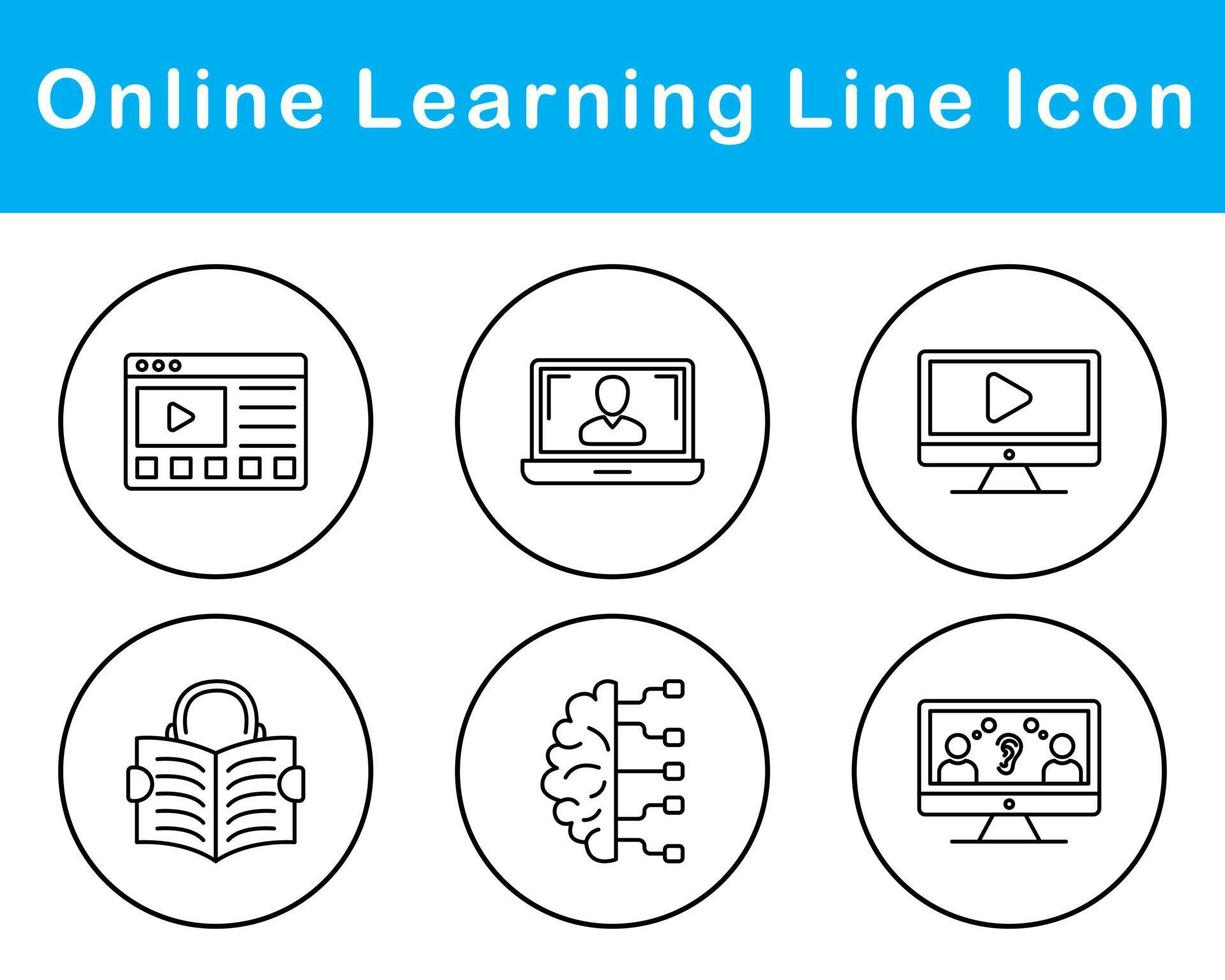 en línea aprendizaje vector icono conjunto