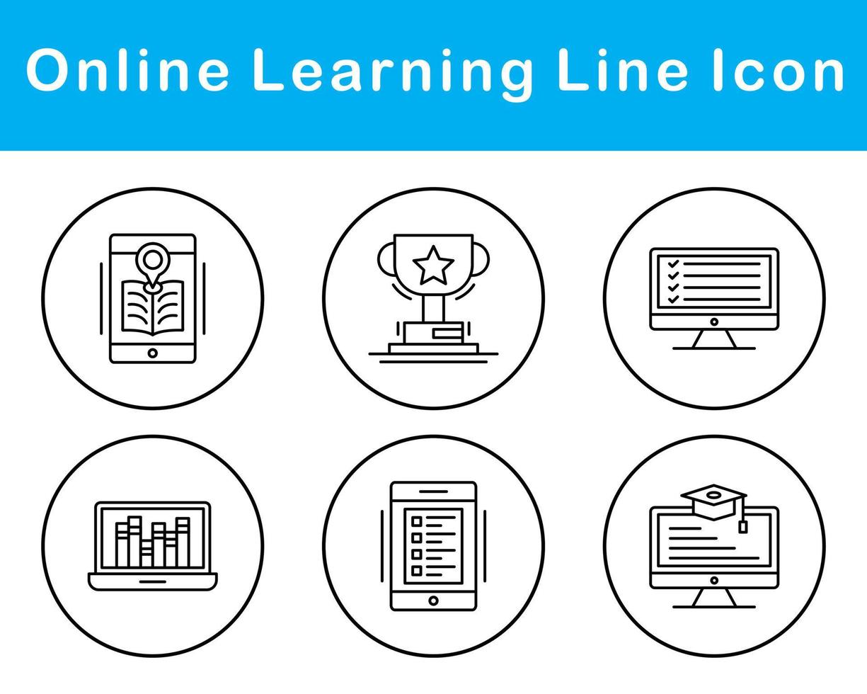 en línea aprendizaje vector icono conjunto