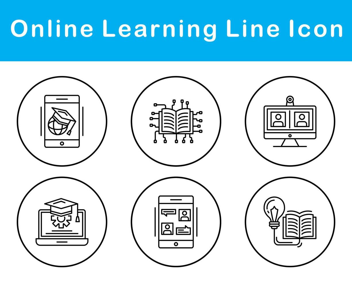 en línea aprendizaje vector icono conjunto