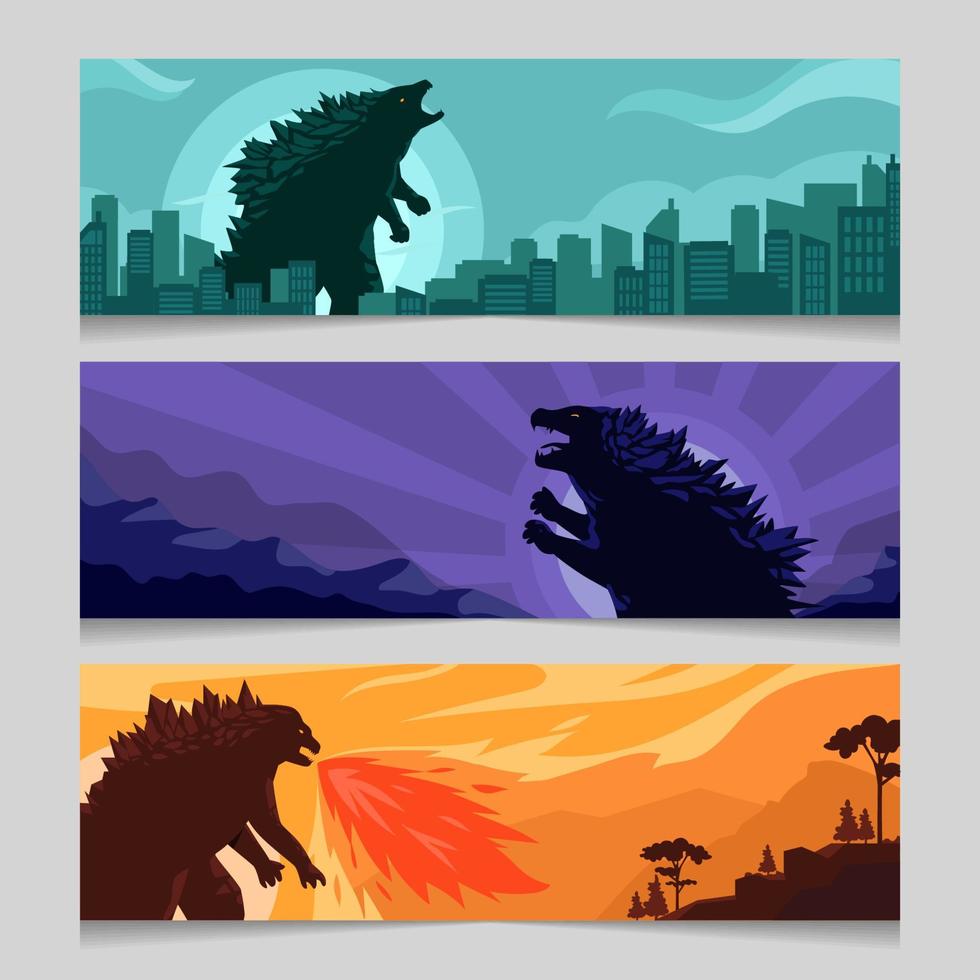 Monster in The City Banner Template vector